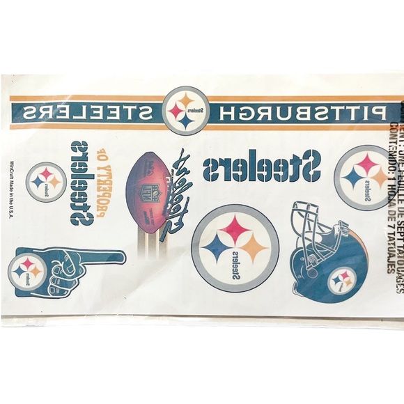 NFL National Football League Pittsburgh Steelers Temporary Tattoos Logo Helmet - Picture 3 of 11